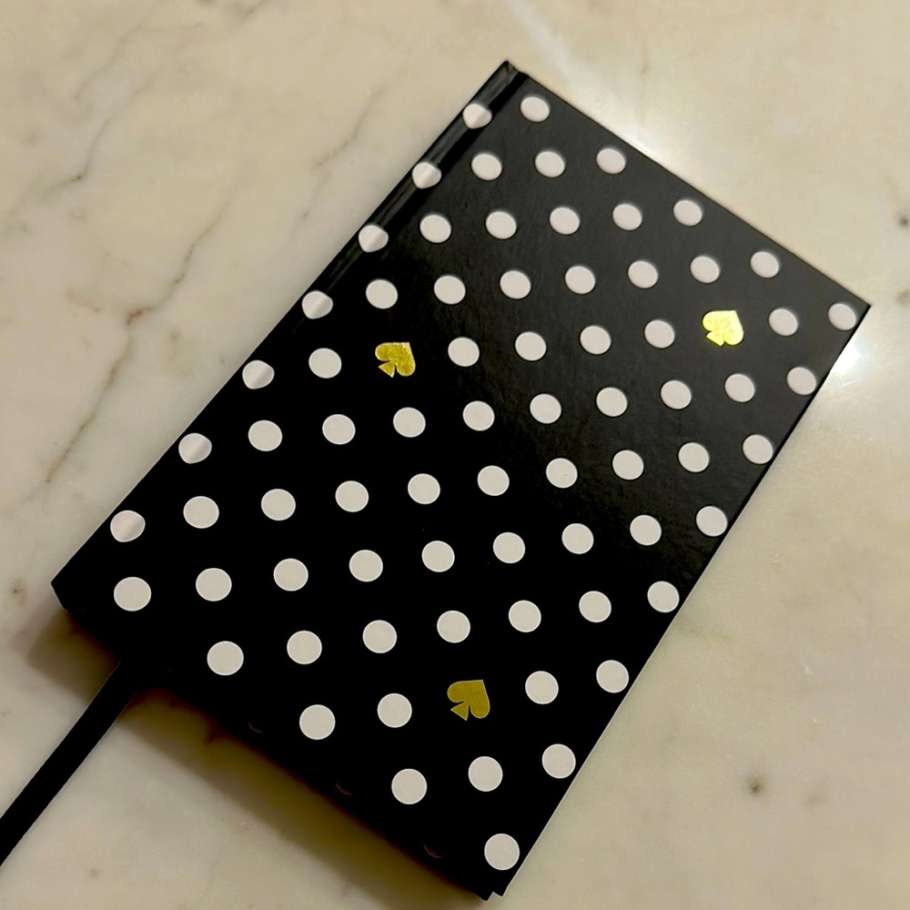 Kate Spade Black and White Polka Dot Notebook with Gold Accents